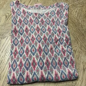 J. Jill Womens Large Diamond Print Luxe Supreme Forward Seam Tunic Top